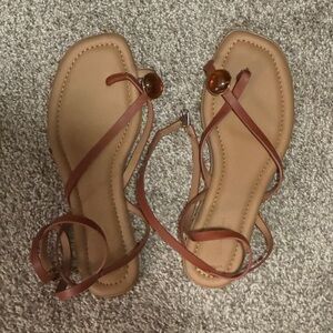 Source Unknown Tan Strappy Sandals